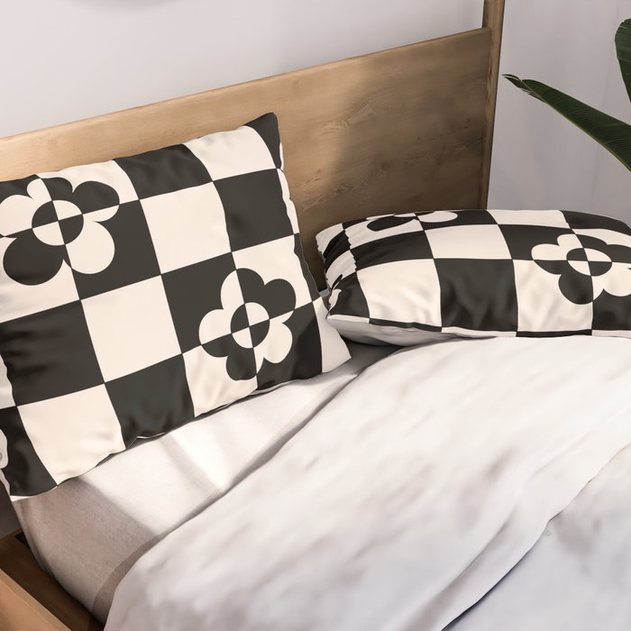 Mid century modern geometric black and white pattern Pillow Sham Gallery Image 2