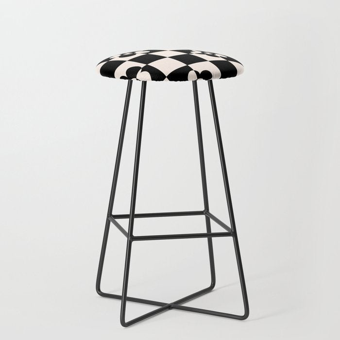 Mid century modern geometric black and white pattern Stool Gallery Image 1
