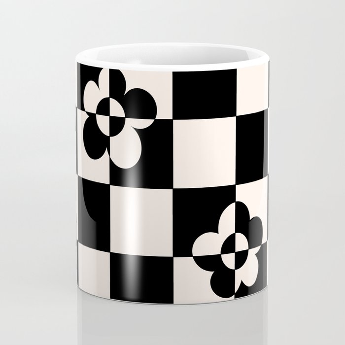 Mid century modern geometric black and white pattern Coffee Mug Gallery Image 4