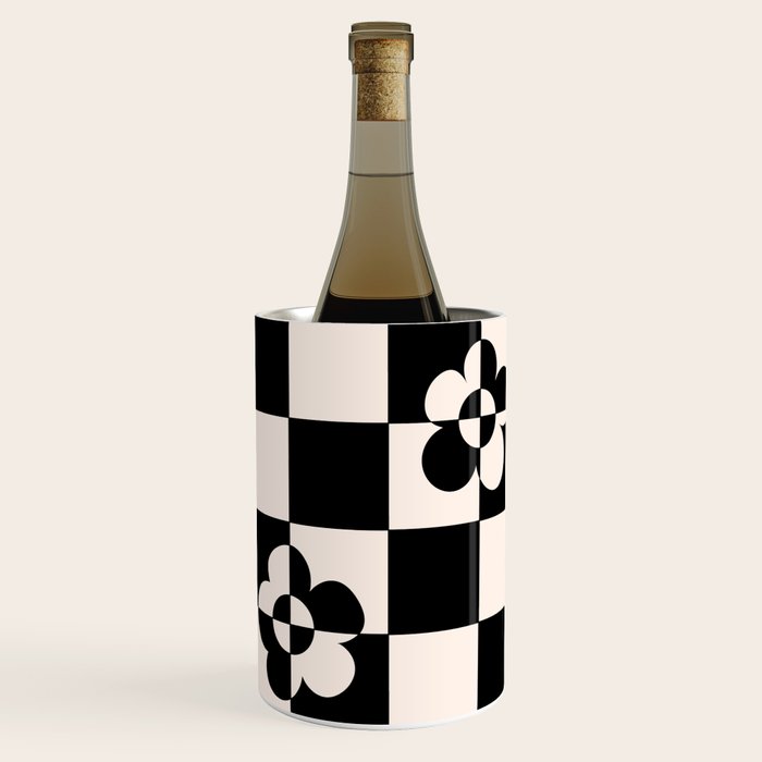 Mid century modern geometric black and white pattern Wine Chiller Gallery Image 2