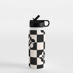 Mid century modern geometric black and white pattern Water Bottle Gallery Image 1