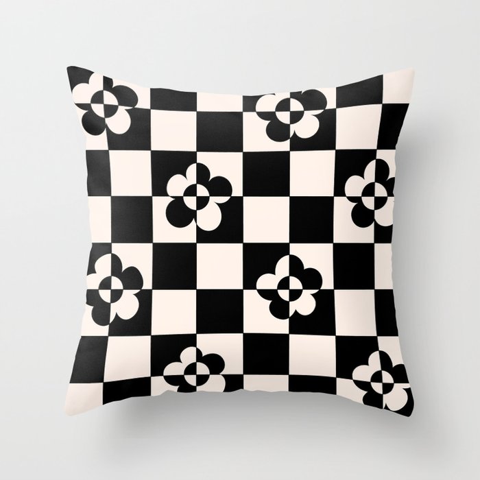 Mid century modern geometric black and white pattern Throw Pillow Gallery Image 6