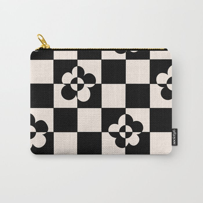 Mid century modern geometric black and white pattern Carry All Pouch Gallery Image 1