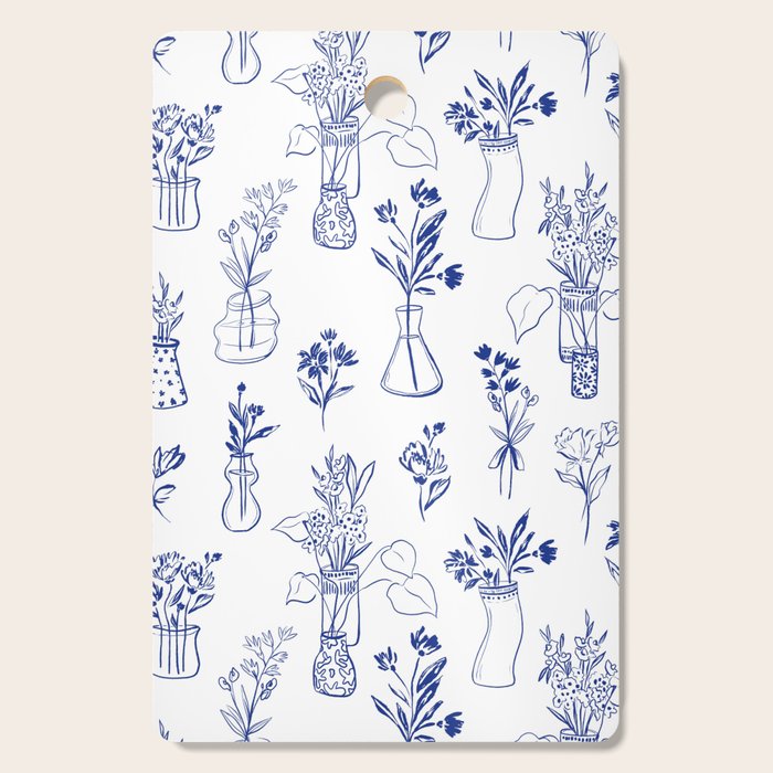 Simple Still Life with Flowers and Vases Cutting Board Gallery Image 1