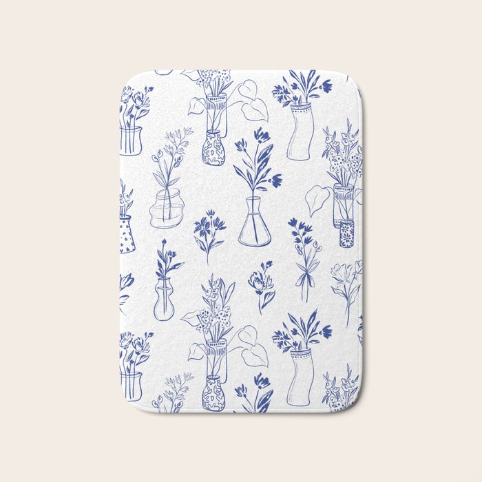 Simple Still Life with Flowers and Vases Bath Mat Gallery Image 1