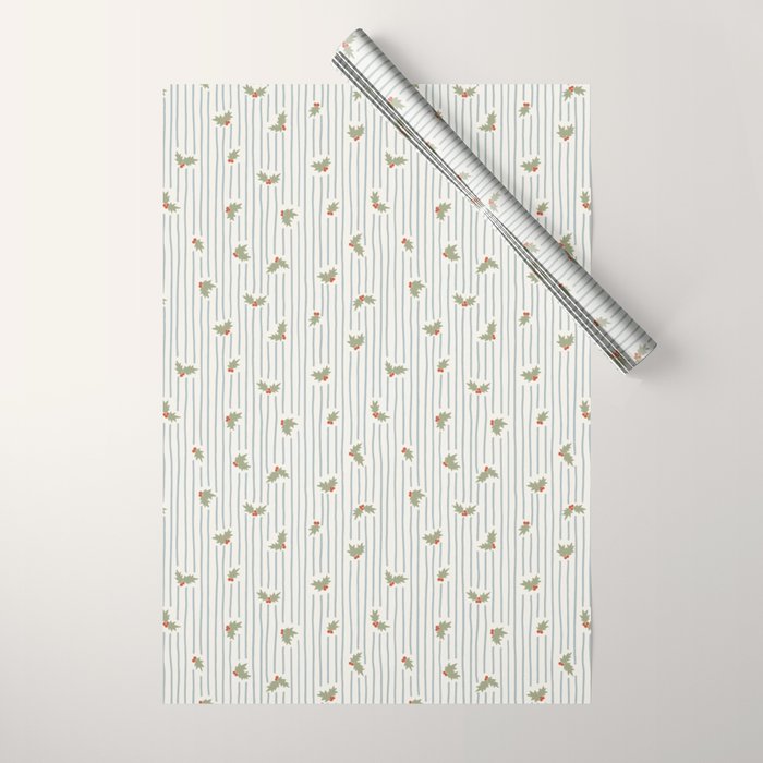 Holly Stripe Wrapping Paper Gallery Image 1