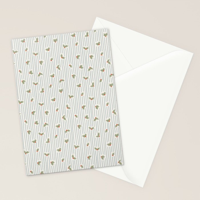Holly Stripe Stationery Card Gallery Image 2