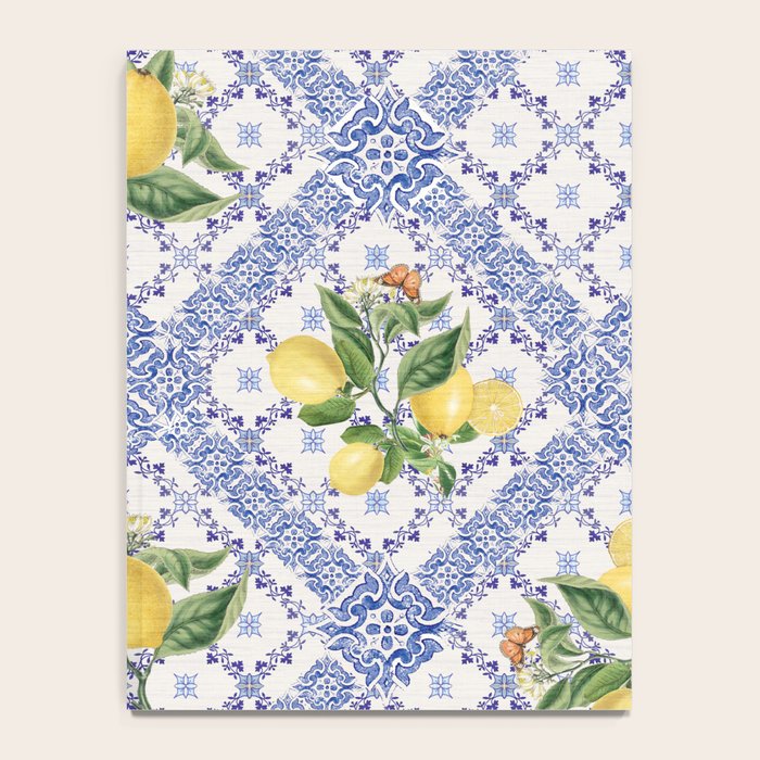 Mediterranean citrus, lemons on blue ceramic tiles Notebook Gallery Image 4