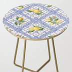 Mediterranean citrus, lemons on blue ceramic tiles Side Table Gallery Image 2