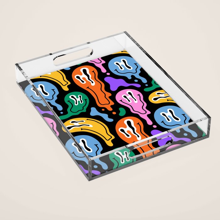 Colorful melted happy face pattern Acrylic Tray Gallery Image 1