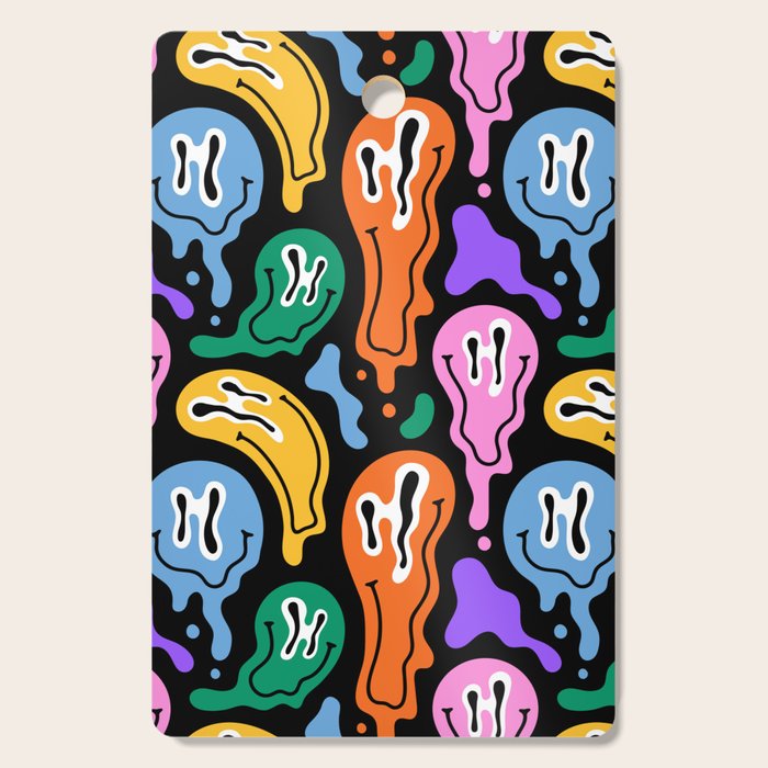 Colorful melted happy face pattern Cutting Board Gallery Image 1