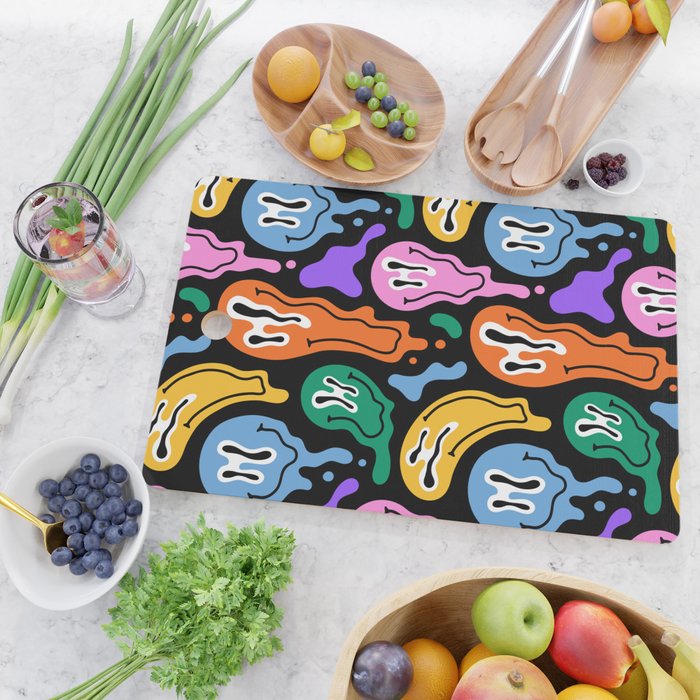 Colorful melted happy face pattern Cutting Board Gallery Image 2