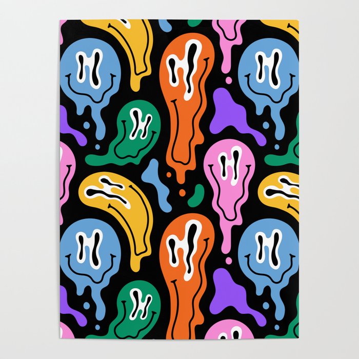 Colorful melted happy face pattern Poster Gallery Image 4