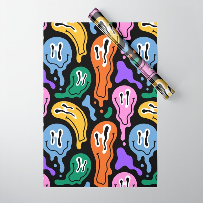 Colorful melted happy face pattern Wrapping Paper Gallery Image 1