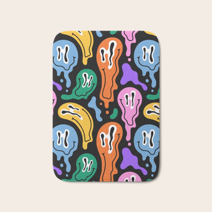 Colorful melted happy face pattern Bath Mat Gallery Image 1