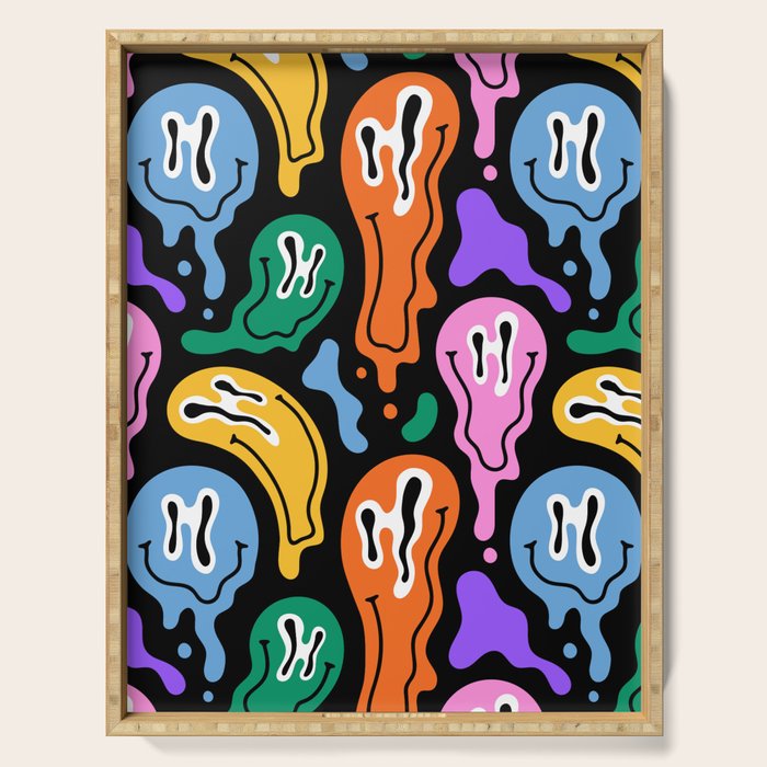 Colorful melted happy face pattern Serving Tray Gallery Image 1