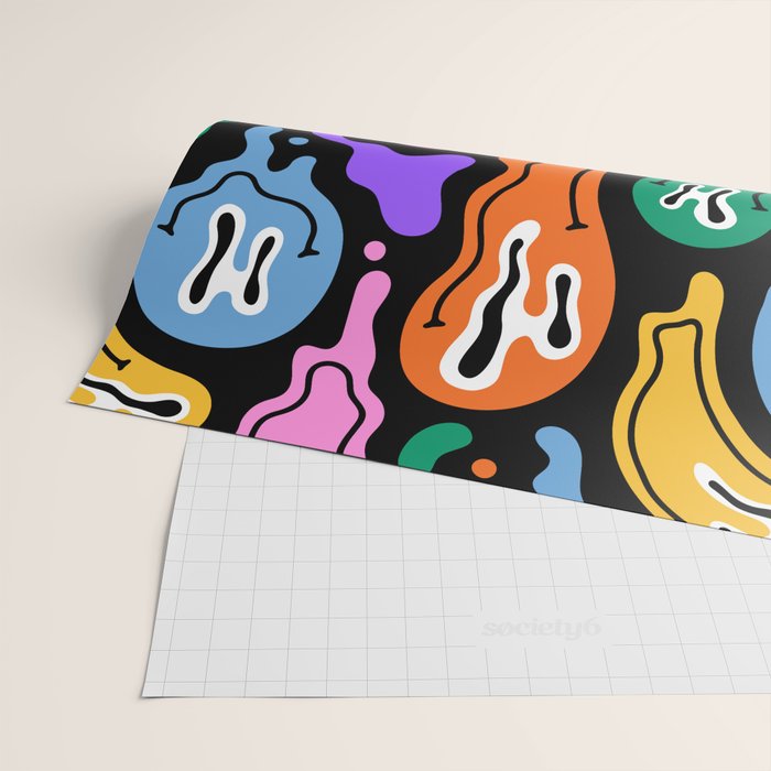 Colorful melted happy face pattern Wrapping Paper Gallery Image 2