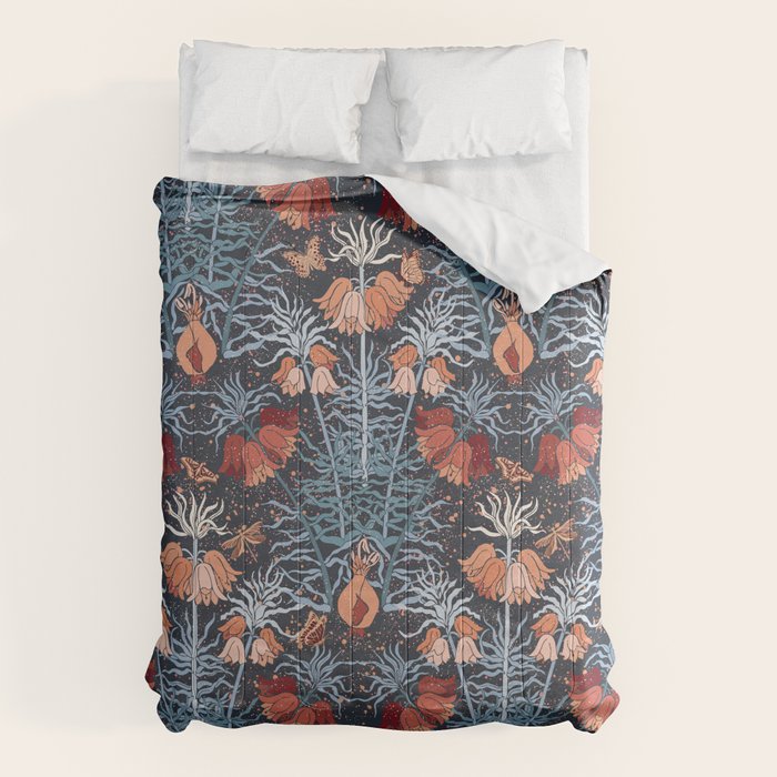 Poisonous flowers blue Damask Comforter Gallery Image 1