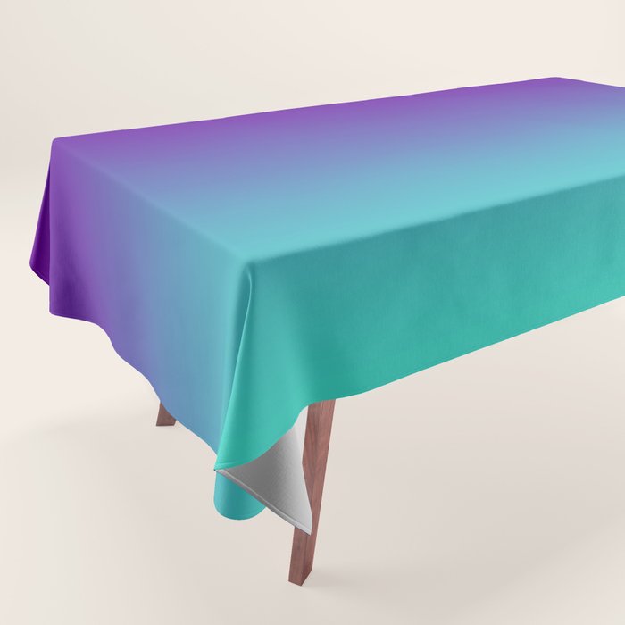 Violet Purple and Turquoise Ombre Tablecloth Gallery Image 1