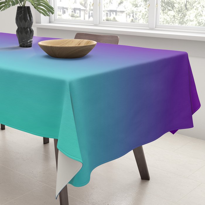 Violet Purple and Turquoise Ombre Tablecloth Gallery Image 3