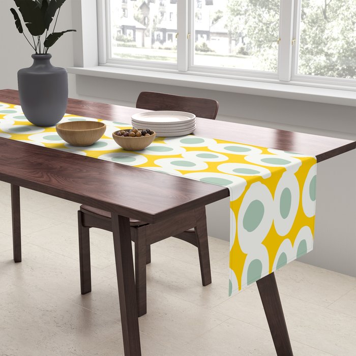 Wonderful bold dots yellow and mint Table Runner Gallery Image 2