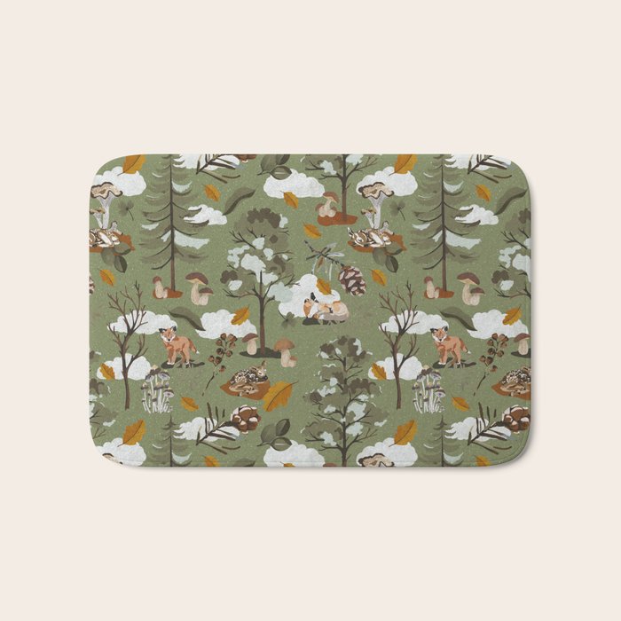 Baby animals in the leafy forest G Bath Mat Gallery Image 1