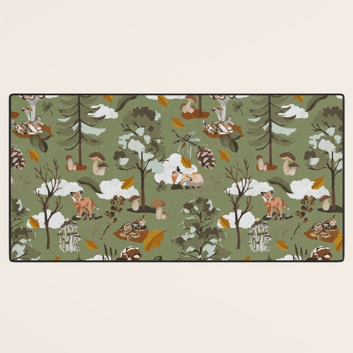 Baby animals in the leafy forest G Desk Mat Gallery Image 3