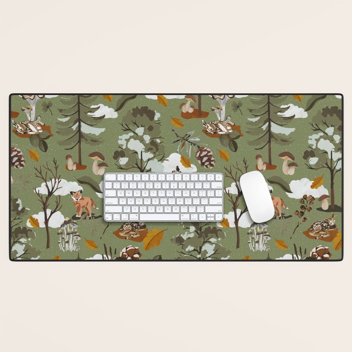 Baby animals in the leafy forest G Desk Mat Gallery Image 1