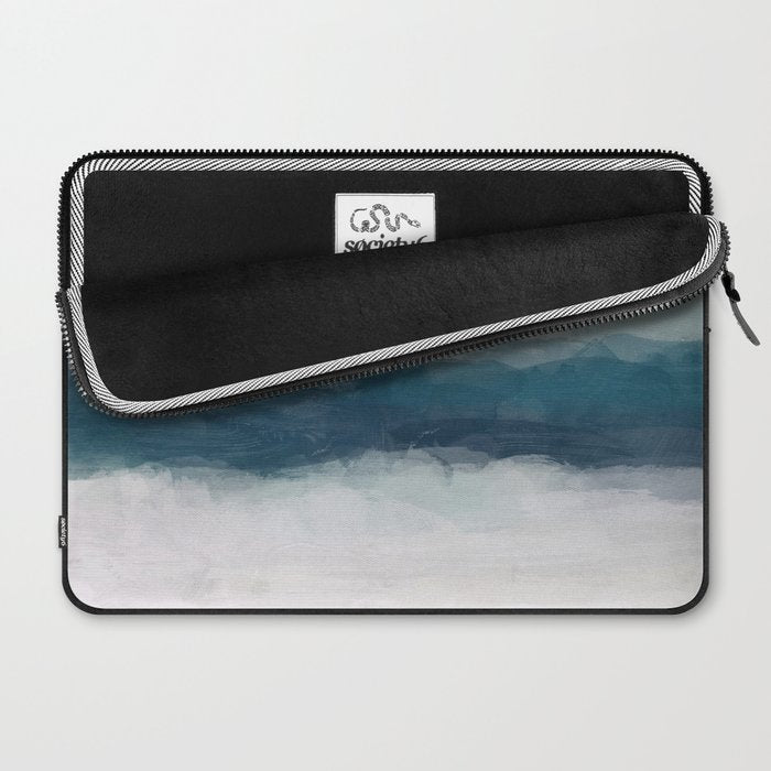 Lullaby Waves I - Dark Teal Blue White Pink Light Blue Modern Art, Ocean Waves Diptych Nursery Beach Laptop Sleeve Gallery Image 2
