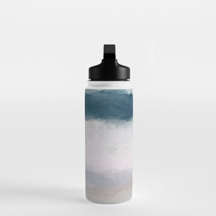 Lullaby Waves I - Dark Teal Blue White Pink Light Blue Modern Art, Ocean Waves Diptych Nursery Beach Water Bottle Gallery Image 3