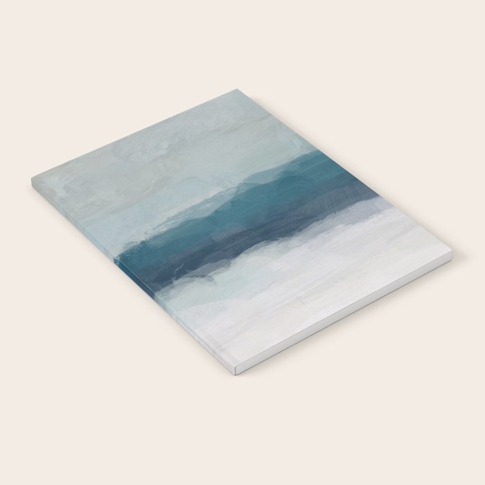 Lullaby Waves I - Dark Teal Blue White Pink Light Blue Modern Art, Ocean Waves Diptych Nursery Beach Notebook Gallery Image 1