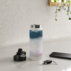 Lullaby Waves I - Dark Teal Blue White Pink Light Blue Modern Art, Ocean Waves Diptych Nursery Beach Water Bottle Gallery Image 4