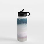 Lullaby Waves I - Dark Teal Blue White Pink Light Blue Modern Art, Ocean Waves Diptych Nursery Beach Water Bottle Gallery Image 1