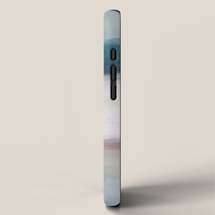 Lullaby Waves I - Dark Teal Blue White Pink Light Blue Modern Art, Ocean Waves Diptych Nursery Beach iPhone Case Gallery Image 2