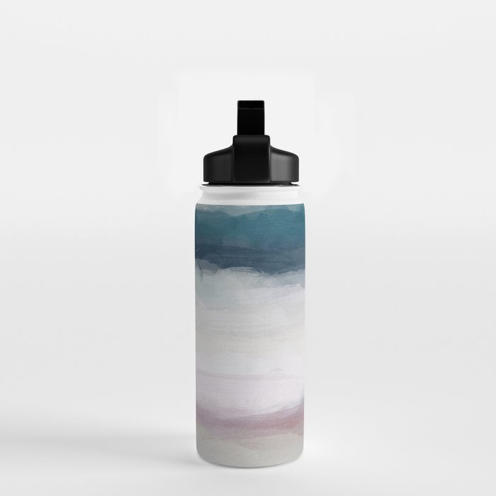 Lullaby Waves I - Dark Teal Blue White Pink Light Blue Modern Art, Ocean Waves Diptych Nursery Beach Water Bottle Gallery Image 2