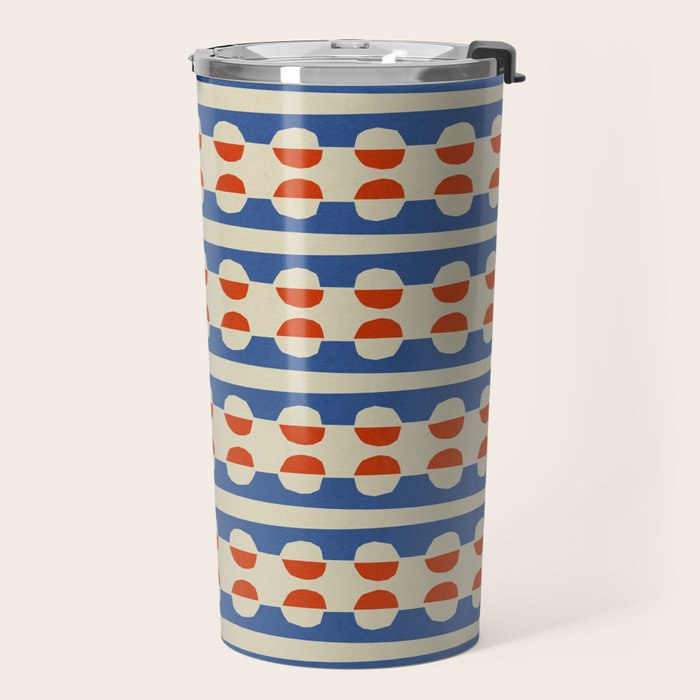 Dots and Lines - Blue and Red Travel Mug Gallery Image 2