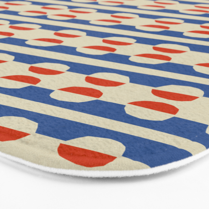 Dots and Lines - Blue and Red Bath Mat Gallery Image 3