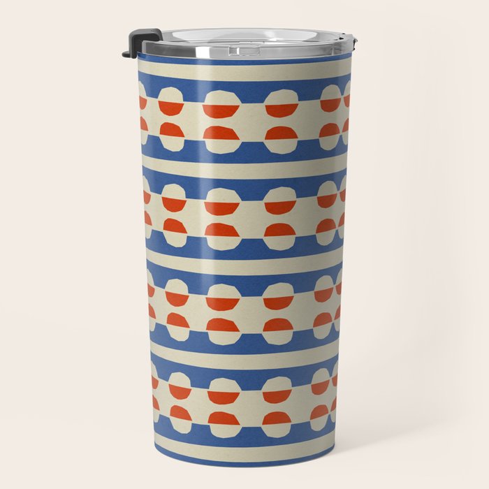 Dots and Lines - Blue and Red Travel Mug Gallery Image 3