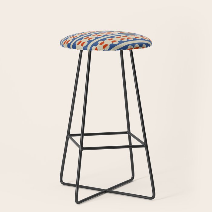 Dots and Lines - Blue and Red Stool Gallery Image 1