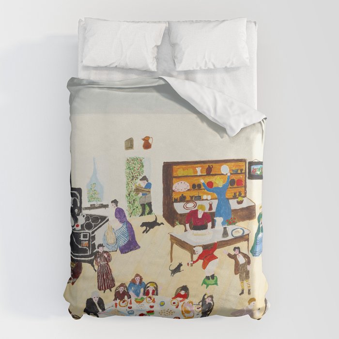 Anna Mary Robertson 'Grandma' Moses Thanksgiving American Folk Art Duvet Cover Gallery Image 6