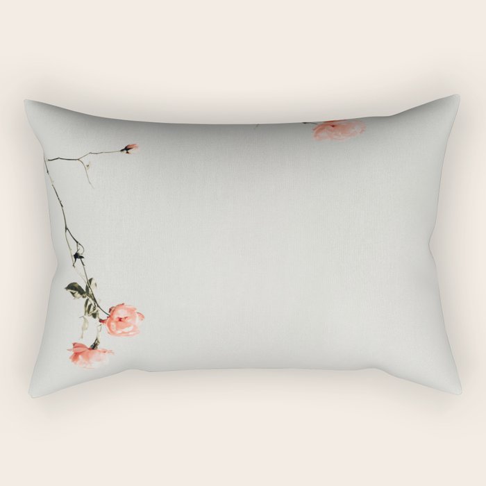 Pink Wild Roses - Minimal Flower Photography by Ingrid Beddoes Rectangular Pillow Gallery Image 1