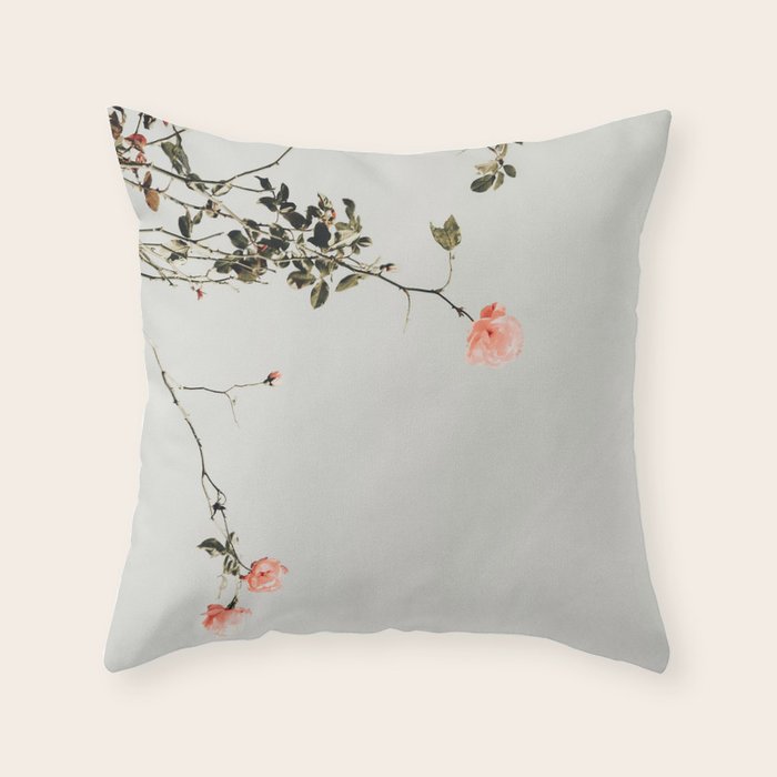 Pink Wild Roses - Minimal Flower Photography by Ingrid Beddoes Throw Pillow Gallery Image 6