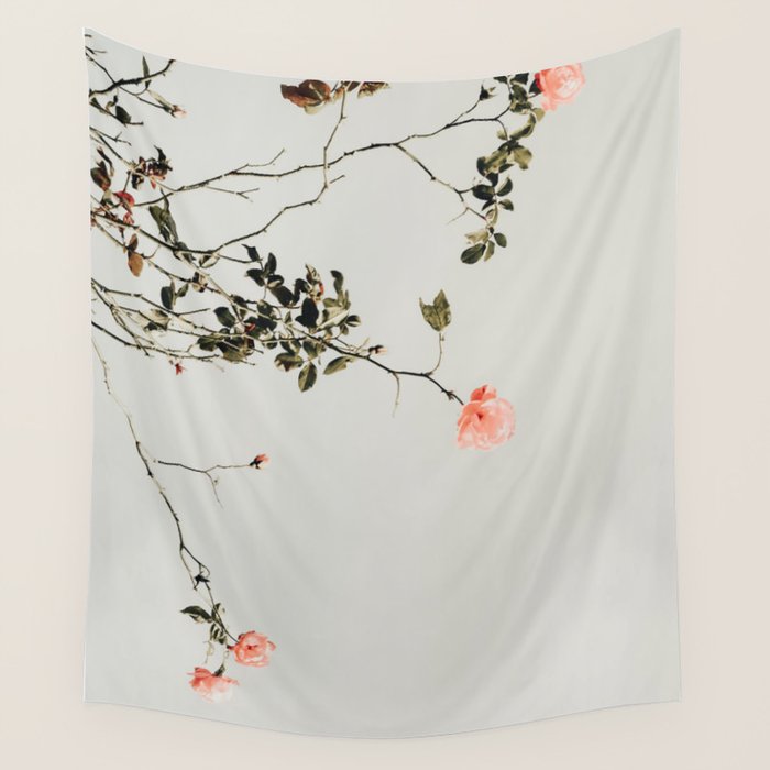 Pink Wild Roses - Minimal Flower Photography by Ingrid Beddoes Wall Tapestry Gallery Image 4