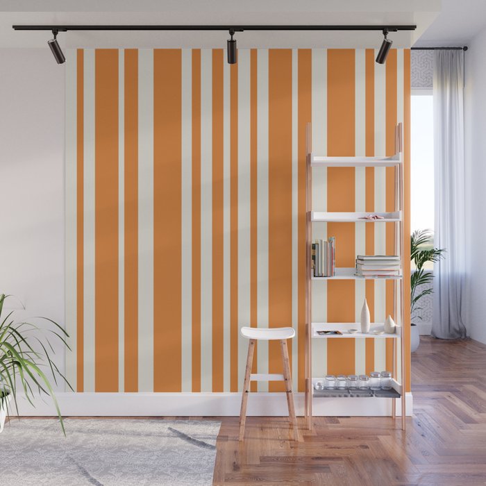 Classic Stripes XLVI - Retro Orange Wall Mural Gallery Image 1