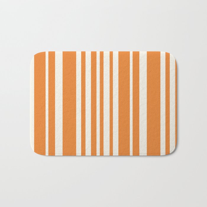 Classic Stripes XLVI - Retro Orange Bath Mat Gallery Image 1