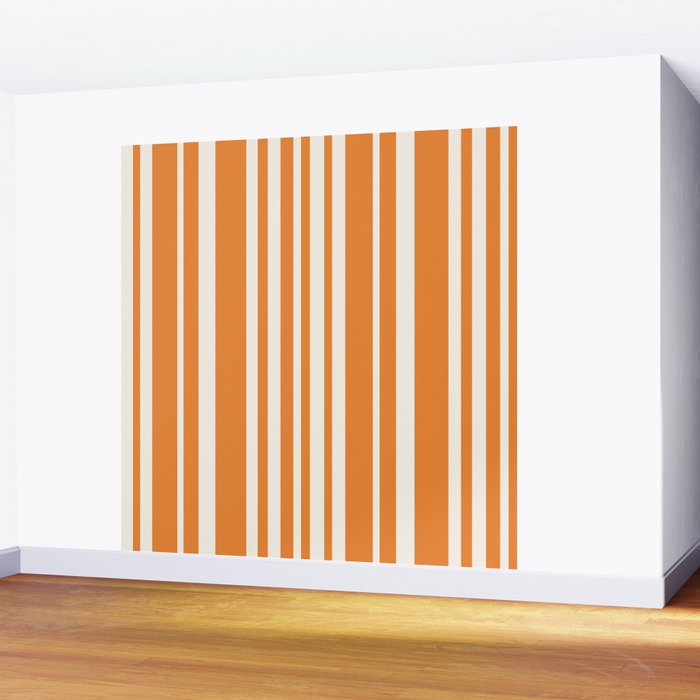 Classic Stripes XLVI - Retro Orange Wall Mural Gallery Image 2