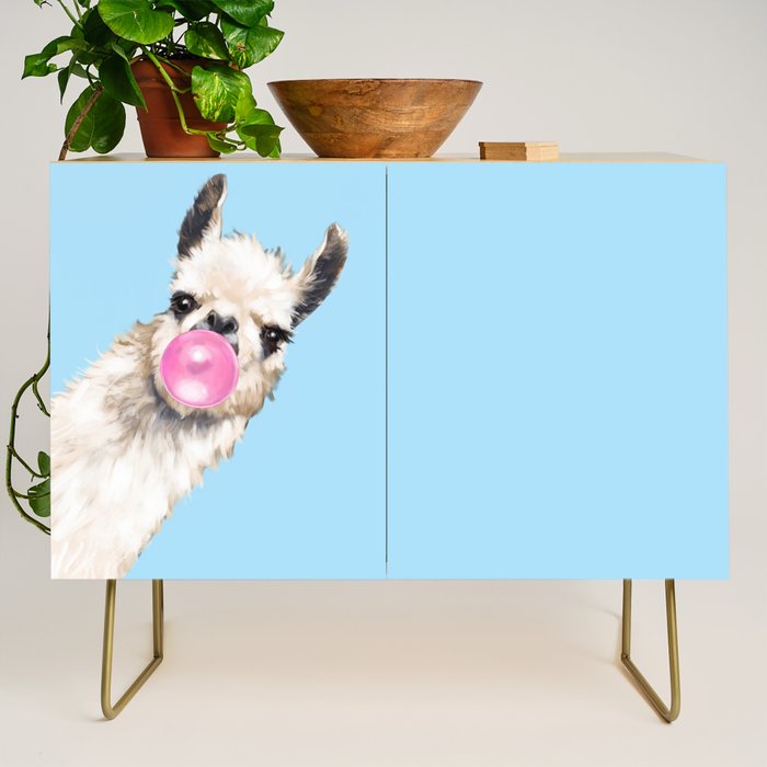 Bubble Gum Sneaky Llama in Blue Credenza Gallery Image 1