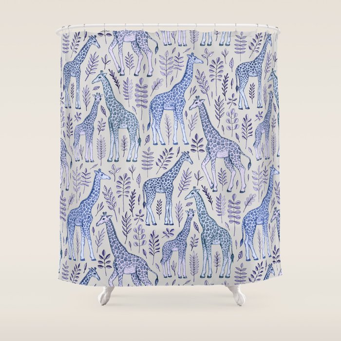 Blue Giraffe Pattern Shower Curtain Gallery Image 1