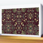 William Morris Style Forest Tales Cabincore Pattern Burgundy Red Wall Mural Gallery Image 2
