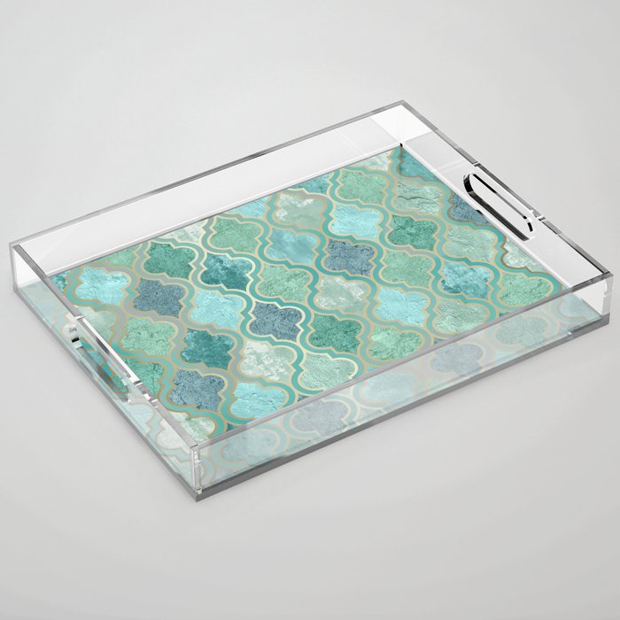 Moroccan Teal Green Acrylic Tray Gallery Image 1